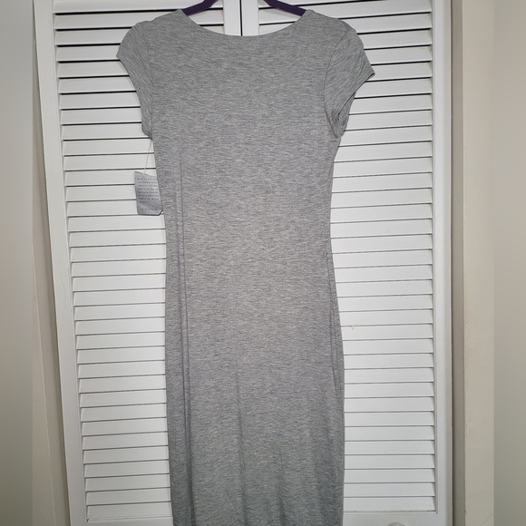 GREY Slip On Cap Sleeves Midi dress Velvet Torch M - Picture 5 of 9